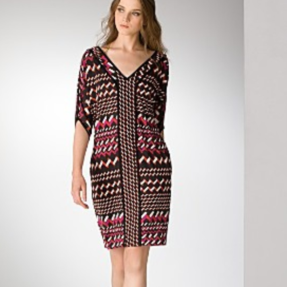 DvF VENTANA TWEED BRUSH STROKES BERRY DRESS - 10